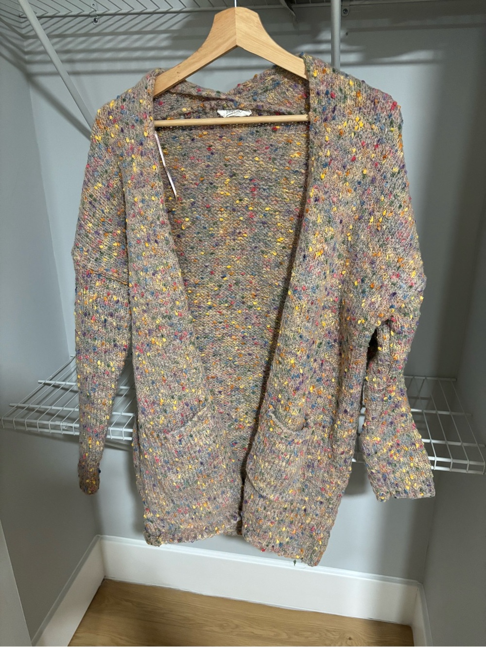 Cozy Multicolor Speckled Open-Front Cardigan Sweater